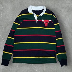 NBA Rowing Blazers Chicago Bulls Polo Rugby Size Large Striped Colorblock Shirt